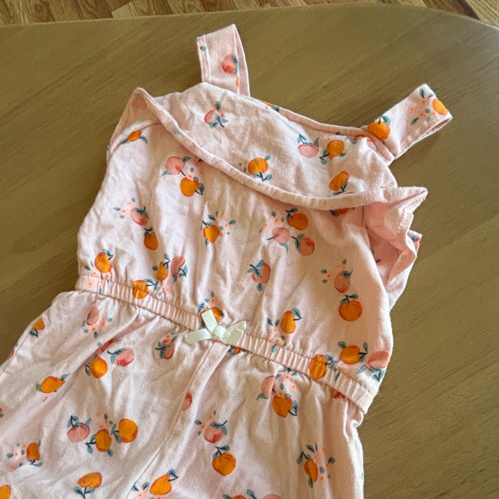 Carter's Light Pink Romper with Orange Fruit Print